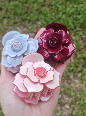 【立体山茶花】法式优雅小众醋酸中号抓夹气质花朵发夹高级感发抓