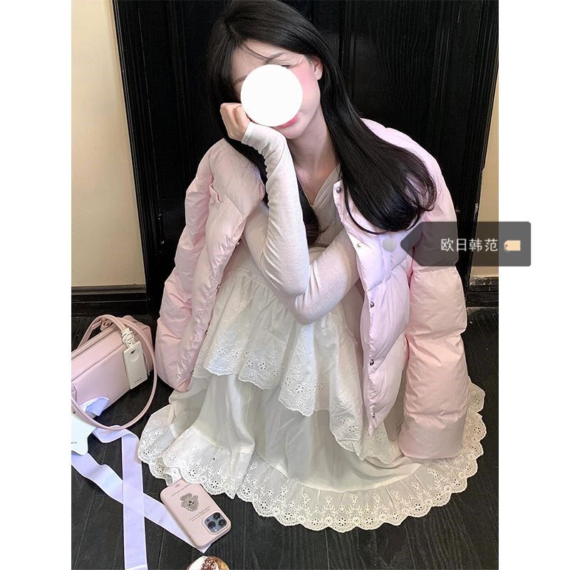 大码韩系小个子温柔风短款棉服女冬季新款甜美Q宽松加厚羽绒棉服