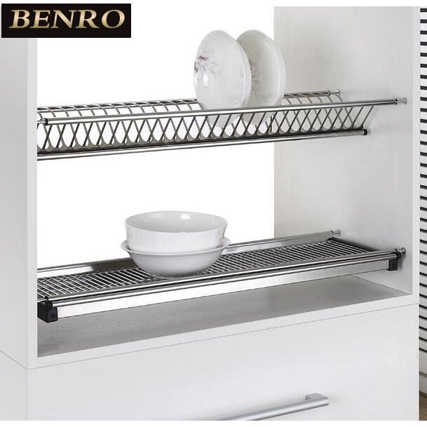 304不锈钢挂式内双层碗盘沥水B架打孔拉篮吊柜碗碟架置物收纳架,家装主材,置物架,淘宝优惠券,粉丝福利购,淘宝优惠卷