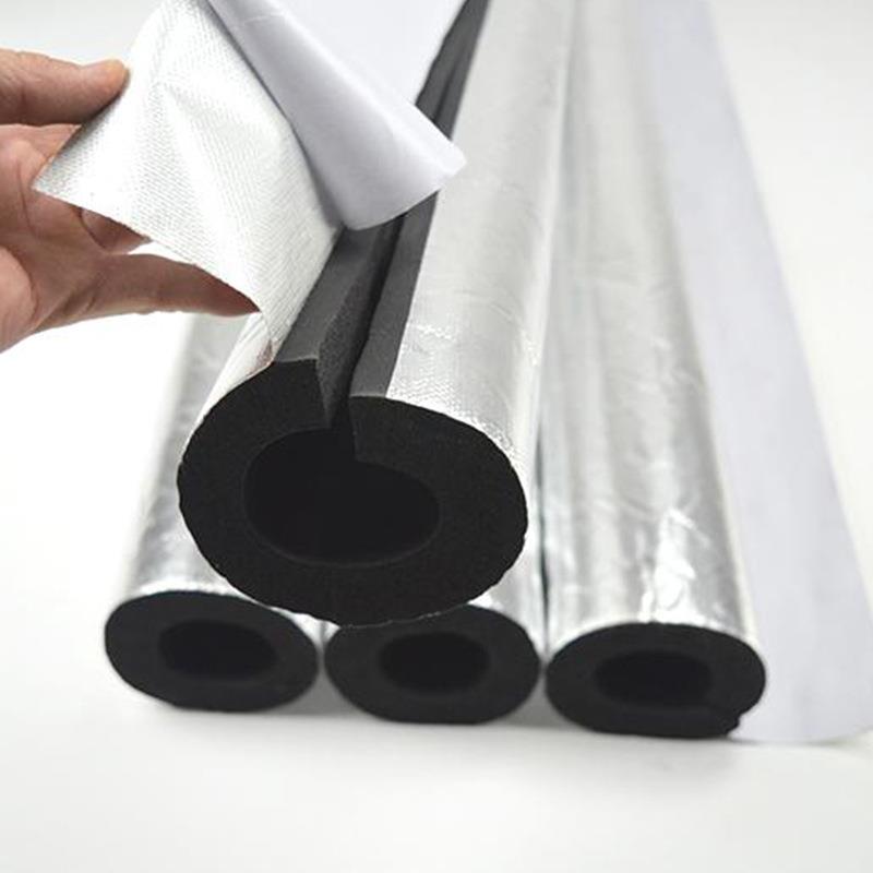 开口自粘铝箔橡塑管不干胶橡塑保温管阻燃隔热复合铝箔贴面橡塑管