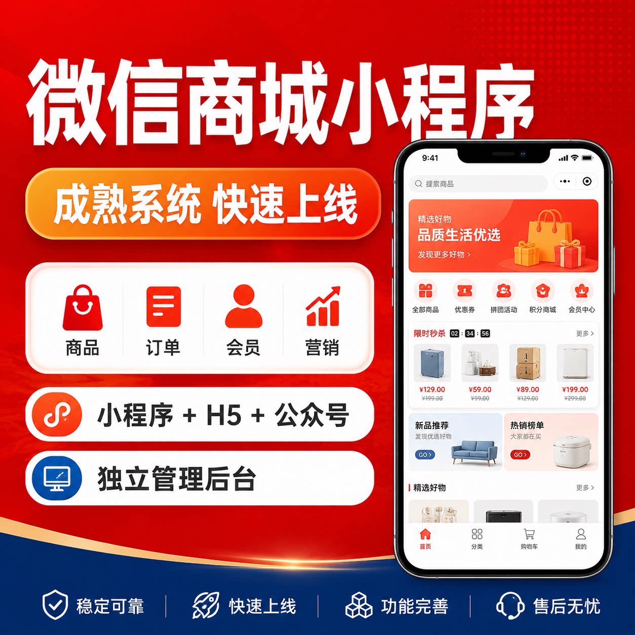 微信小程序商城搭建分销会员积分PPT设计