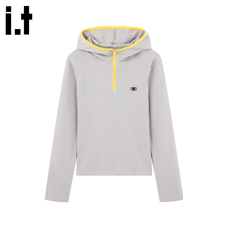 i.t GROUNDZERO2025秋冬纯色浅灰色纽扣开衫毛衣外套长袖针织衫女