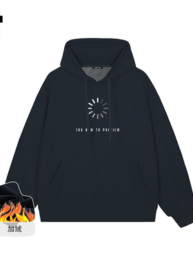 i.tGROUNDZERO2025秋冬倒计时深灰男女同款连帽加绒长袖卫衣上衣