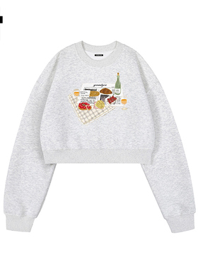 i.t GROUNDZERO国潮牌2025秋冬款灰色越吹棉套头卫衣长袖上衣女