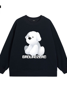 i.t GROUNDZERO国朝2025秋款桃黑色可爱卡通小狗棉卫衣长袖上衣