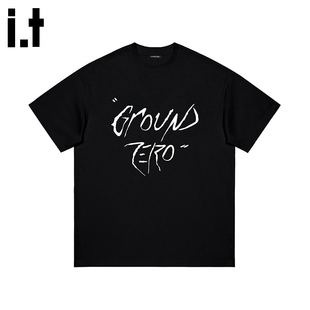 T恤衣服男女同款 i.t 趣味纯棉字母宽松短袖 款 GROUNDZERO圆领夏季