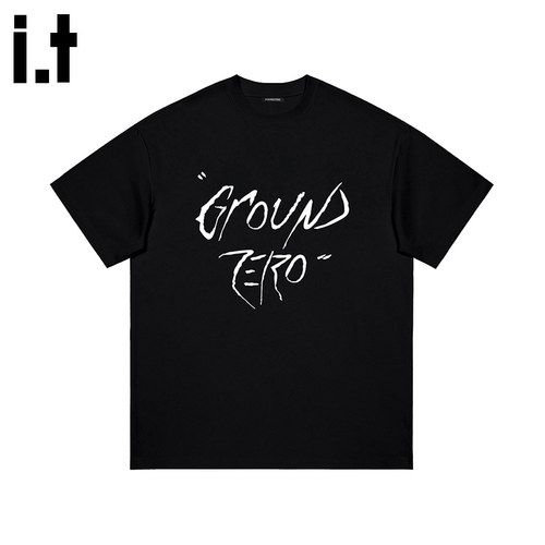 i.t GROUNDZERO圆领夏季款趣味纯棉字母宽松短袖T恤衣服男女同款