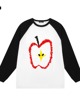 i.t GROUNDZERO韩系2025秋季新款大苹果卫衣拼接白色长袖上衣