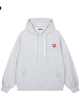 i.t GROUNDZERO韩系2025秋季新款爱心灰色连帽长袖印花卫衣上衣