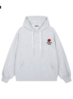 i.t GROUNDZERO韩系2025秋季刺绣小花浅灰色连帽长袖印花卫衣上衣