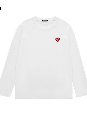 i.t GROUNDZERO韩系2025秋季心形情侣圆领白色印花落肩卫衣上衣