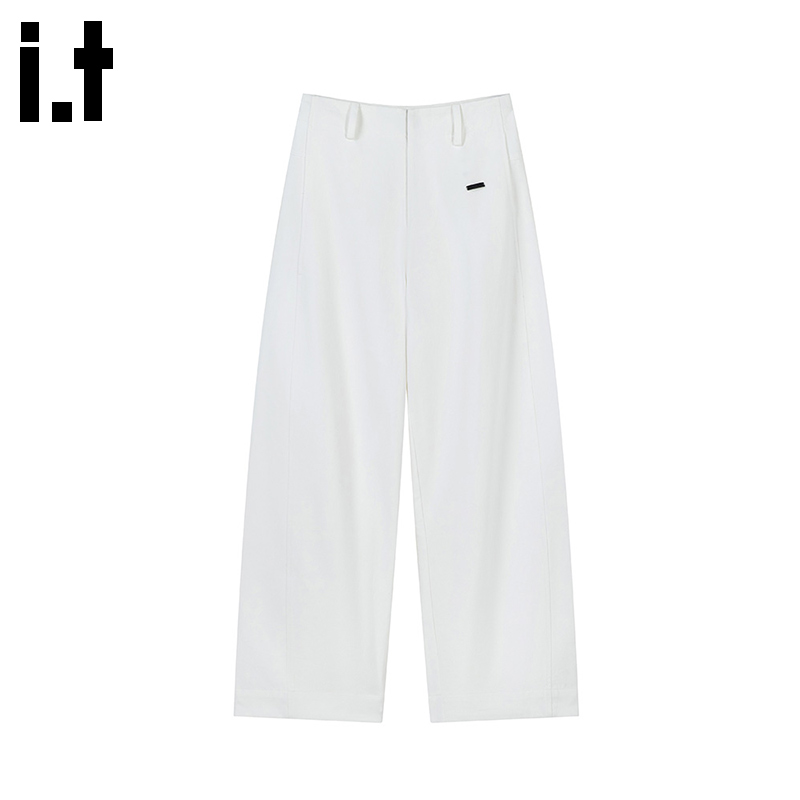 i.t GROUND ZERO美式复古显瘦直筒白色休闲裤腿长裤