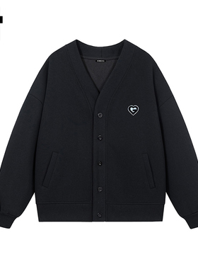 i.t GROUNDZERO国朝2025秋款黑色心形刺绣棉印花卫衣长袖上衣