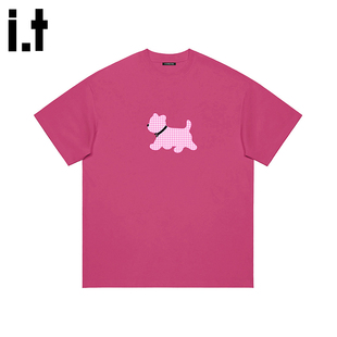 T恤衣服 小狗宽松短袖 i.tGROUNDZERO圆领情侣款 纯棉趣味
