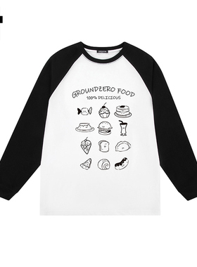 i.t GROUNDZERO韩系2025秋季新款卡通白色卫衣拼接长袖上衣