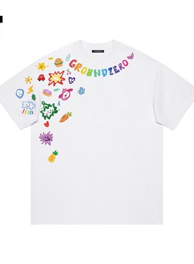 i.tGROUNDZERO涂鸦 宽松短袖T恤