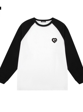 i.t GROUNDZERO韩系2025秋季新款爱心白色卫衣拼接长袖上衣