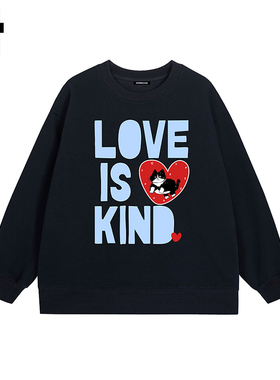 i.t GROUNDZERO国朝2025秋款桃黑色LOVE棉卫衣长袖上衣