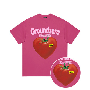 新款 潮牌蔬菜番茄爱心纯棉简约西红柿印花T恤 GROUNDZERO夏季 i.t