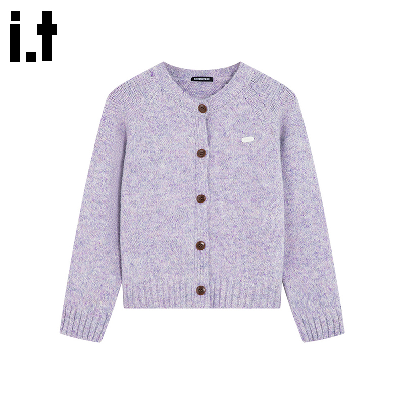 i.t GROUNDZERO2025秋冬休闲浅紫色毛衣外套针织衫时尚开衫女