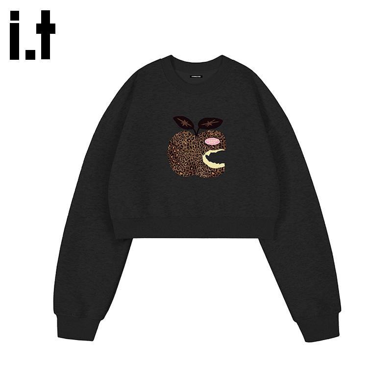 i.t GROUNDZERO国朝2025秋冬款苹果宽松休闲棉套头卫衣长袖上衣女