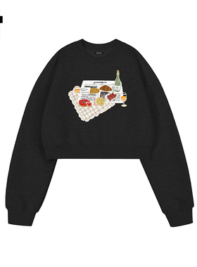 i.t GROUNDZERO国朝2025秋冬款黑色越吹棉套头卫衣长袖上衣女