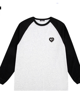 i.t GROUNDZERO韩系2025秋季新款爱心灰色卫衣拼接长袖上衣