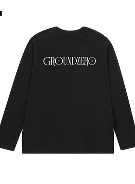 i.t GROUNDZERO2025秋季Logo黑色圆领长袖落肩情侣卫衣上衣