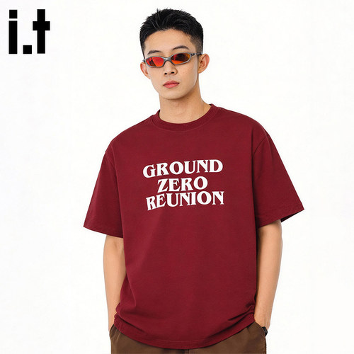 i.tGROUNDZERO2026新春季情侣款纯棉字母大码短袖T恤男女同款