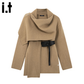 i.t 女 毛衣外套针织衫 GROUNDZERO2025秋冬收腰显瘦披肩中长款 长袖