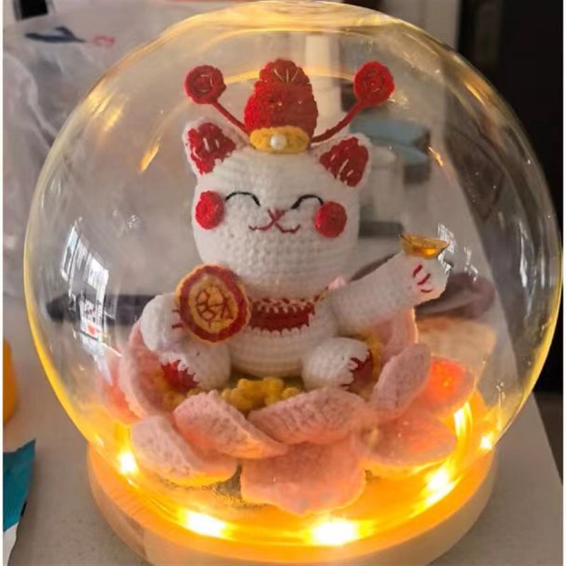 水晶球玻璃罩永生干花玻璃罩带灯圆形展示盒玻璃防尘罩盲盒透明手