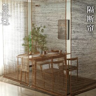 粗麻古风门帘夏布苎麻遮光帘帘子茶室隔断帘中式 布艺卷帘日式 软装