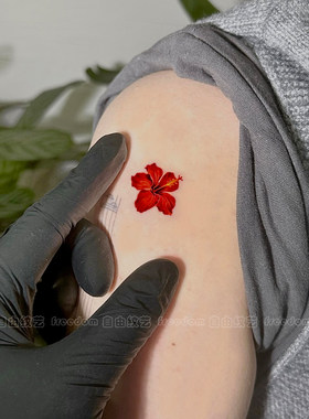 扶桑花纹身贴手臂可爱甜酷女ins