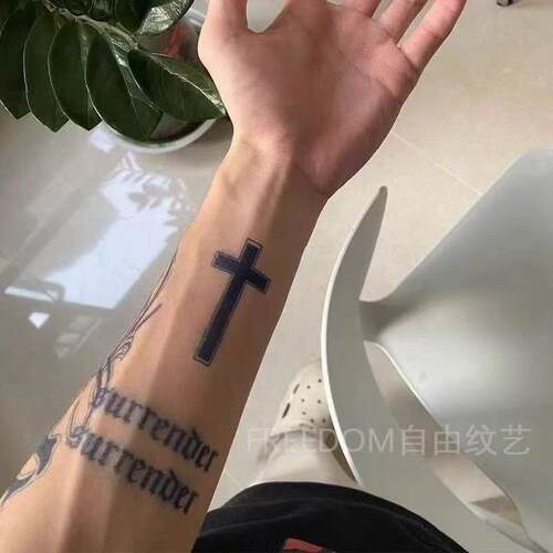 十字架纹身贴甜酷辣妹手臂仿真
