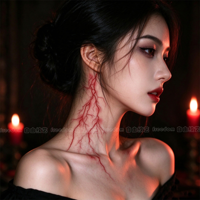 万圣血丝闪电纹身贴手臂小众男女