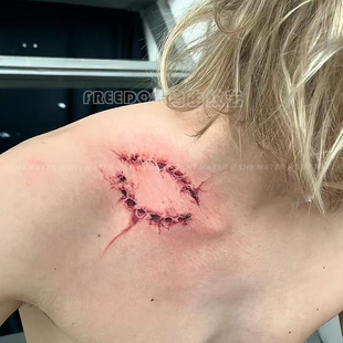 万圣节咬痕淤青真实牙印纹身贴恐怖恶搞派对道具npc个性男女潮