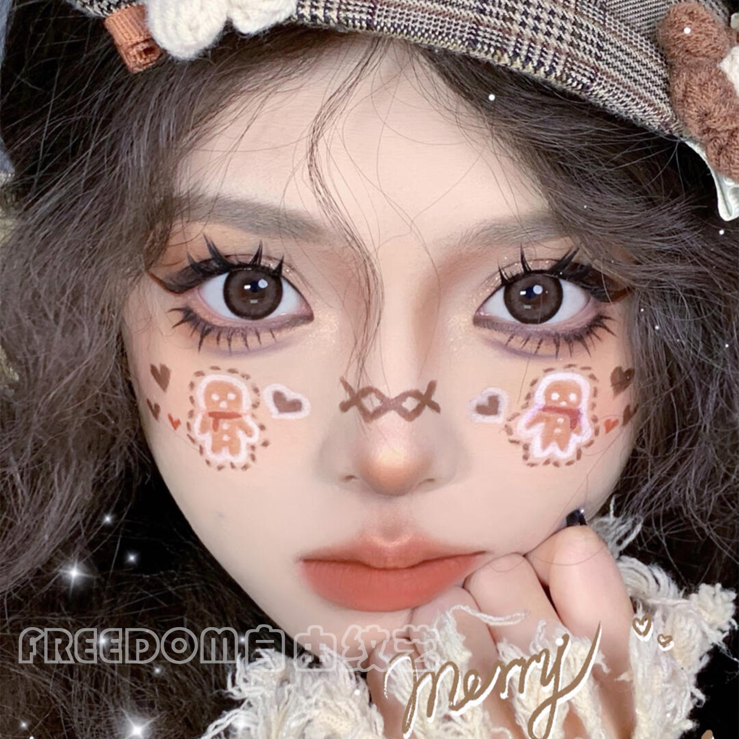 圣诞节脸贴腮红氛围感拍照出片