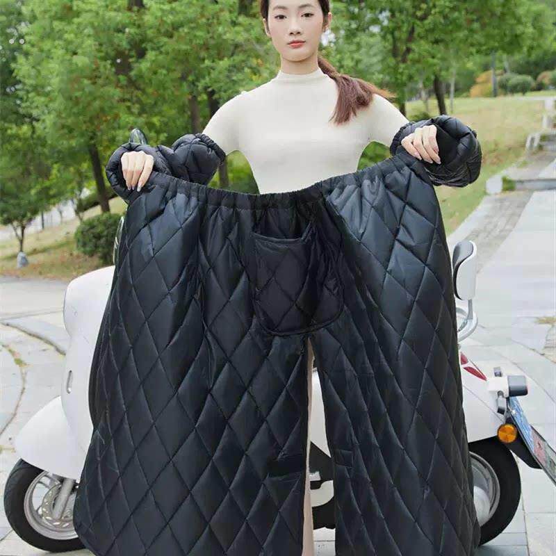 冬天骑电动摩托车防风围裙挡风衣半身裙护腿护膝盖加厚后座挡风被