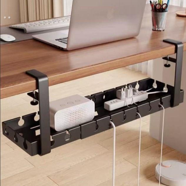 桌下理线器免打孔电源线架槽线路整理盒电线收纳桌面走线神器插座