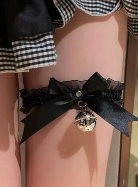 蕾丝蝴蝶结铃铛腰炼女choker脖子项圈小众大腿炼软妹配饰颈带挂脖