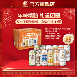 双合盛五星精酿啤酒缤纷礼盒500ml*12听 百年品牌联合