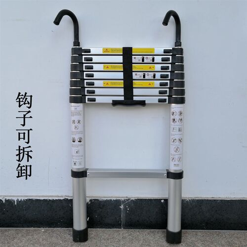 铜匠伸缩家用折叠梯升降楼梯加A厚扶梯铝合金工程梯子带挂钩单梯