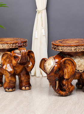 欧式大象换鞋凳摆件特大号门口换鞋凳子H招财象仿实木装饰乔迁礼