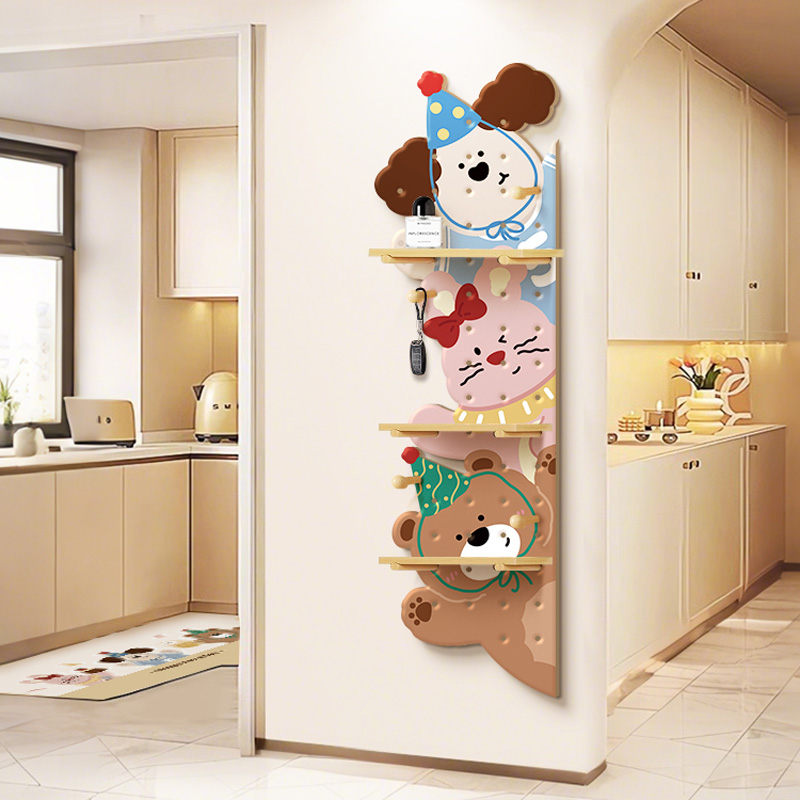 卡通入户玄关转角洞洞板置物架墙面装饰造型 墙上壁挂收纳装饰画
