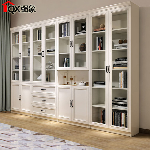 防尘书柜带门自由组合书橱家用玻璃门展示柜落地靠墙置物柜Y子4F4