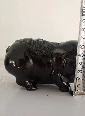 铜黑猪摆件纯铜黑色发财猪一对居家客厅办公室桌面工艺品包邮