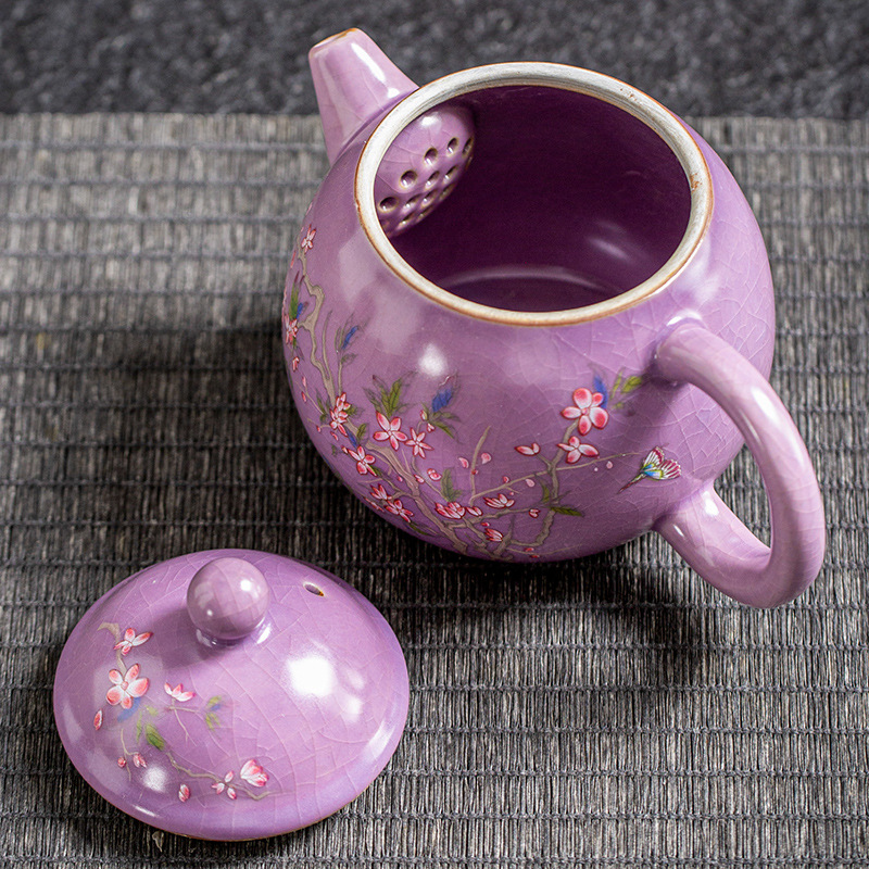 紫色瓷汝窑茶具套装2025新款泡茶专用家用小型茶台一整套轻奢高档