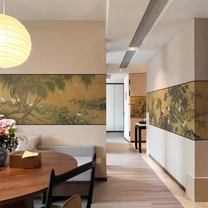 古典百鸟朝凤壁纸法式p中古风客厅餐厅背景墙定制中式轻奢墙纸墙