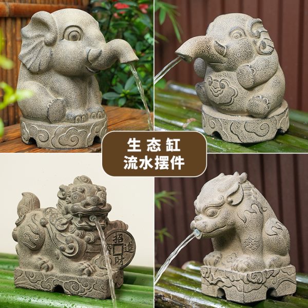 吸水兽流水摆件 户外鱼池循环水古法生态养鱼缸造景喷泉增氧水泵