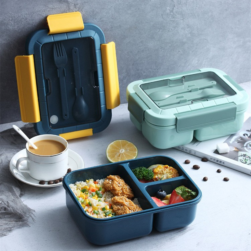 饭盒微波炉加热便捷分格塑料带盖午饭餐具套装上班族学生厂家批发